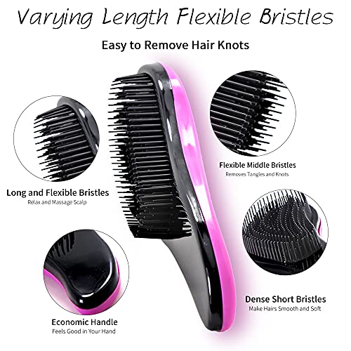 79STYLE 3Pcs Detangler Brush Tangle Free Hair Brush Kids Detangling Brushes No Tangle Knots Free Naturals Glide Thru No Pain Detangling Brush Hair Comb For Women Curly Hair (3 Colored 7.4 Inch -Pink) - Image 3