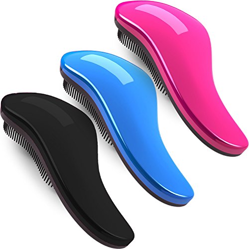79STYLE 3Pcs Detangler Brush Tangle Free Hair Brush Kids Detangling Brushes No Tangle Knots Free Naturals Glide Thru No Pain Detangling Brush Hair Comb For Women Curly Hair (3 Colored 7.4 Inch -Pink)
