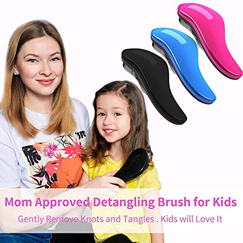 79STYLE 3Pcs Detangler Brush Tangle Free Hair Brush Kids Detangling Brushes No Tangle Knots Free Naturals Glide Thru No Pain Detangling Brush Hair Comb For Women Curly Hair (3 Colored 7.4 Inch -Pink) - Image 2