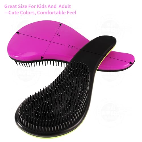 79STYLE 3pcs Detangler Brush Tangle Free Hair Brushes For Kids Knot Free No Pain Detangling Kids Hair Brush Combs For Women Curly Fine Hair (Size 7.4 Inch -Green) - Image 4