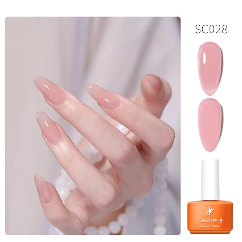 7ml 30 Colors Jelly Gel Nail Polish 1 pcs, Nude Sheer Pink Milky Transparent Gel Nail Art, UV/LED Soak Off for Salon Manicure and Nail Art DIY at Home, for Gift (SC028) - Image 2
