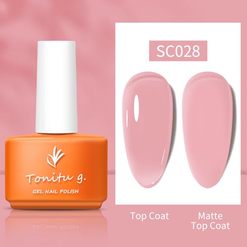 7ml 30 Colors Jelly Gel Nail Polish 1 pcs, Nude Sheer Pink Milky Transparent Gel Nail Art, UV/LED Soak Off for Salon Manicure and Nail Art DIY at Home, for Gift (SC028) - Image 4