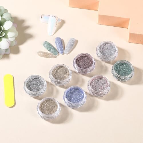 8 Colors Reflective Nail Glitter, Sparkling Crystal Nail Powder, Shiny Nail Decor Supplies, for Women and Girls Nail Art Gel Polish Decoration, Party, Nightclub, Wedding, DIY Crafts - Image 7