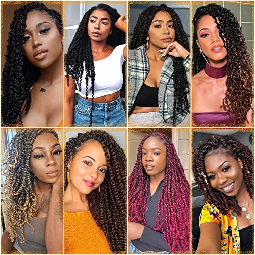 8 Packs Ombre Brown Pre-Looped Passion Twists Braiding Synthetic Hair 12 Inch, Pre-Twisted, Short Crochet Passion Twist Hair Extensions for Women (12inch,T30#) - Image 5