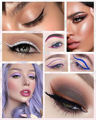 8 Pcs Matte Colored Liquid Eyeliner Pen- Pink Purple Blue Green Black White Brown Longlasting Waterproof Rainbow Colorful Neon Eye liner Pencil Set, Halloween Cosplay Party Makeup Gift for Women Girl - Image 5