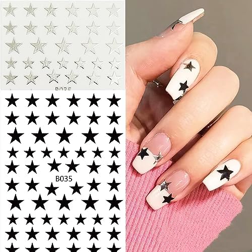 8 Sheets Star Nail Art Stickers Star Nail Charms for Acrylic Nails 3D Self Adhesive Nail Decals Manicure Accessories for Women Girls DIY Nail Art Design - Image 3