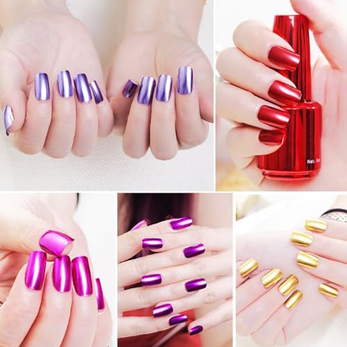 8ml Blue Purple Metallic Mirror Nail Polish, Long-lasting Mirror Nail Polish, Mirror Effect Glitter Nail Polish Reflective Manicure Nail Lacquers - Image 7