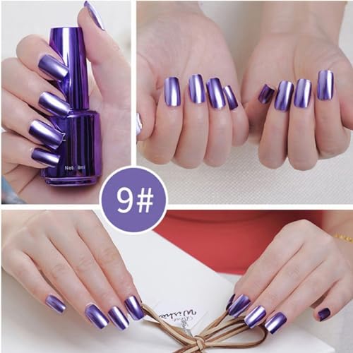 8ml Blue Purple Metallic Mirror Nail Polish, Long-lasting Mirror Nail Polish, Mirror Effect Glitter Nail Polish Reflective Manicure Nail Lacquers - Image 2