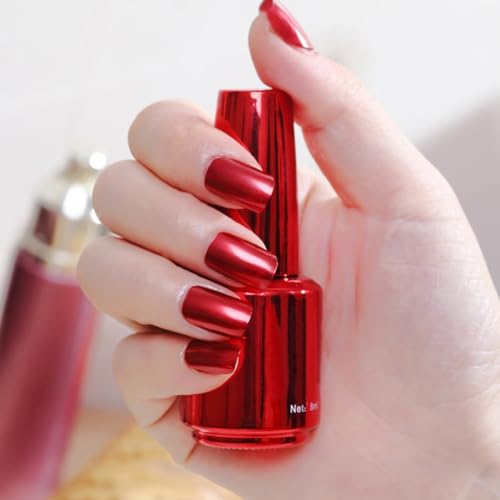 8ml Red Mirror Nail Polish, Metallic Nail Polish Gorgeous Metal Mirror Nail Polish Mirror Effect Reflective Manicure Nail Lacquers