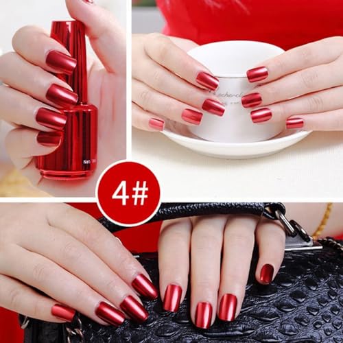 8ml Red Mirror Nail Polish, Metallic Nail Polish Gorgeous Metal Mirror Nail Polish Mirror Effect Reflective Manicure Nail Lacquers - Image 2