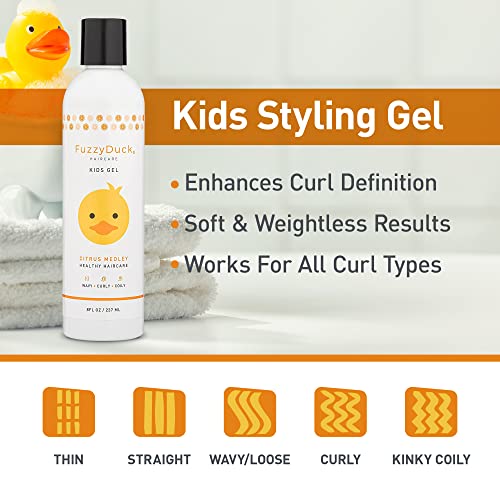 8oz Kids Shampoo + Body Wash, 8oz Conditioner, and 8oz Hair Gel Set, All Hair Types, Moisturizer, made w/ Aloe, Sea Botanicals & Honey that reduces Frizz, increases Moisture Content & Manageability for Smooth & Silky Hair-Citrus Medley - Image 5