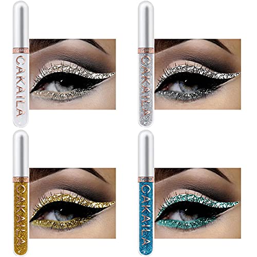 8pcs Liquid Glitter Eyeliner Set, 8 colors Shimmer Sparkling Silver Metallic Colorful Eyeliner Kit, Long Lasting Waterproof Shimmer Sparkling Eyeshadow - Image 3