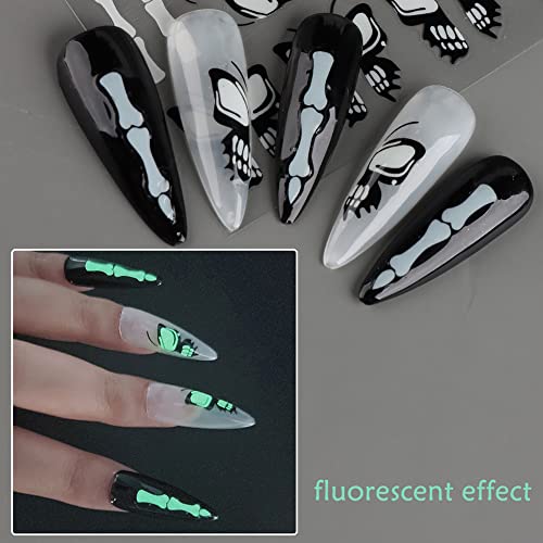 8Sheets Halloween Luminous Nail Stickers for Nail Art, Glow in The Dark Halloween Nail Decals 3D Self Adhesive Nail Art Supplies Halloween Candle Joint Butterfly Nail Designs Sparking Nail Decoration - Image 4