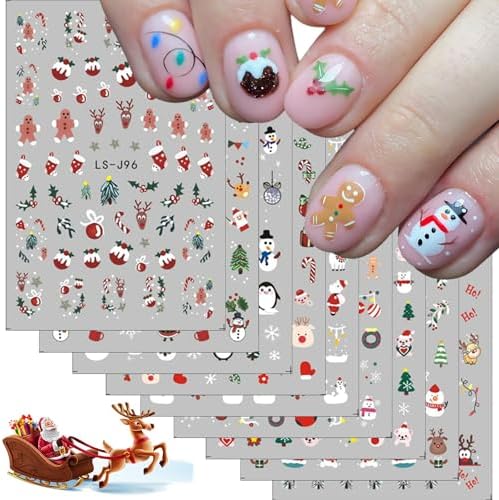 9 Sheets of Winter Christmas Nail Art Stickers for Festive Nail Designs