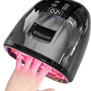 90W Black Cordless UV LED Nail Lamp with Auto-Sensor and 4 Timer Settings
