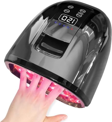90W Black Cordless UV LED Nail Lamp with Auto-Sensor and 4 Timer Settings