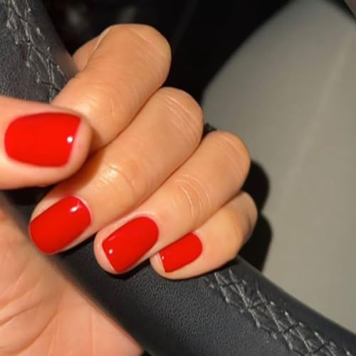 96 Pcs Solid Color Press on Nails Short Coffin Nails Full Cover Summer Fake Nails Square Red Pink Purple Light Purple 4 Color Acrylic Nails Glue On Nails Reusable Colorful False Nails For Women Girls - Image 5