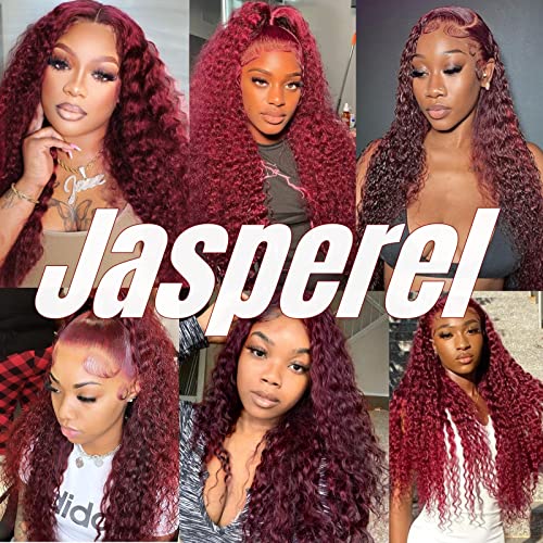 Burgundy 99J Deep Wave Glueless Lace Front Wig, 28 Inch Human Hair - Image 6