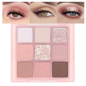 9Colors Nude Champagne Gold Pink Colorful Eyeshadow Palette Makeup,Matte Shimmer Korean Natural Neutral Rainbow Eyeshadow palettes Highly Pigmented Naturing-Looking Long Lasting Waterproof Blendable