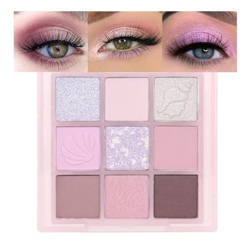 9Colors Purple Nude Pink Colorful Eyeshadow Palette Makeup,Matte Shimmer Korean Natural Neutral Rainbow Eyeshadow palettes Highly Pigmented Naturing-Looking Long Lasting Waterproof Blendable