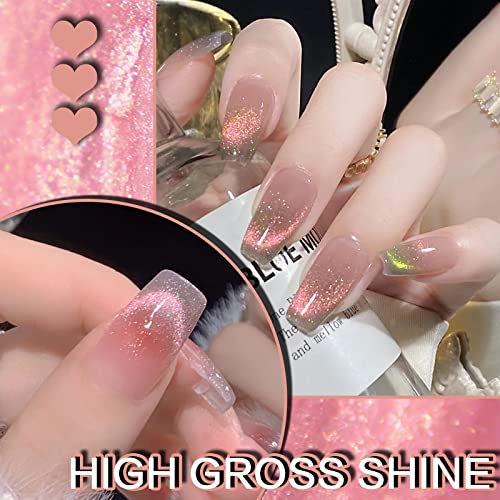 9D Holographic Magnetic Gel Polish Kit with Crystal Cat Eye Effect and Diamond Pink, 5ml Bottles - Image 3