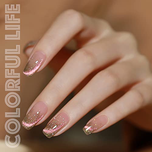 9D Holographic Magnetic Gel Polish Kit with Crystal Cat Eye Effect and Diamond Pink, 5ml Bottles - Image 2