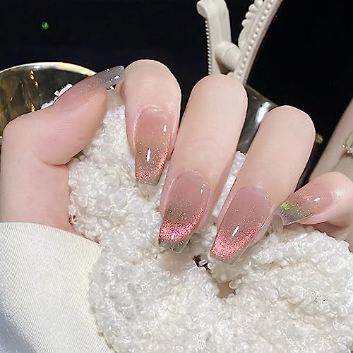 9D Holographic Magnetic Gel Polish Kit with Crystal Cat Eye Effect and Diamond Pink, 5ml Bottles