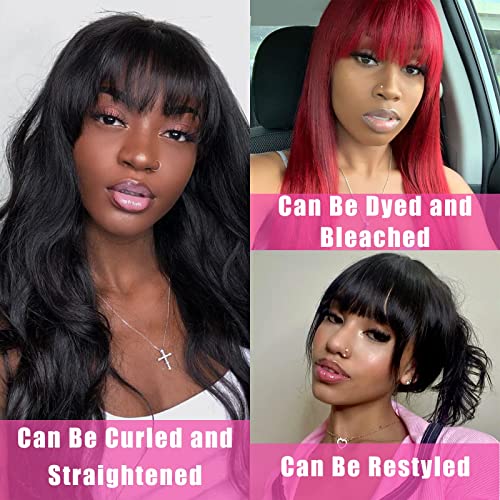 ALIMICE 16 Inch Silky Brazilian Virgin Straight Human Hair Wig with Bangs for Women - Image 5