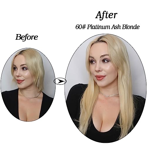 ABH AMAZINGBEAUTY HAIR Tape in Hair Extensions Human Hair, Semi-permanent Remy Human Hair Tape ins, 20 Pieces 50 Grams, Ash Platinum Blonde 60, 14 Inch - Image 6
