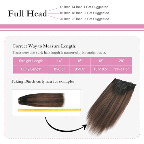 ABH AMAZINGBEAUTY HAIR Yaki Straight Clip ins Rooted Black Piano Natural Black #1B With Chocolate Brown #4 Two Tone Light Yaki Clip in Human Hair 12 Inch Yaki Clip ins for Black Women 120G Full Head - Image 7