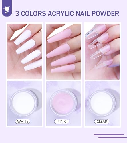 Acrylic Nail Kit, Nail Kit for Beginners and Professional with Everything, Nail Starter Kit with Acrylic Powder Liquid Monomer, Nail Glitter and Tools (Acrylic Nail Kit with UV Light) - Image 3