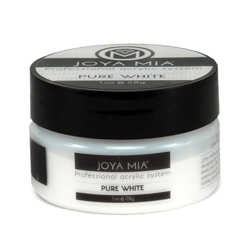 Acrylic Nail Powder for Nails, Super Adhesion Acrylic Nail Powder, Professional Colored Acrylic Nail Powder for Flawless & Beautiful Acrylic Nail Enhancements, Pure White, 1 oz - Joya Mia
