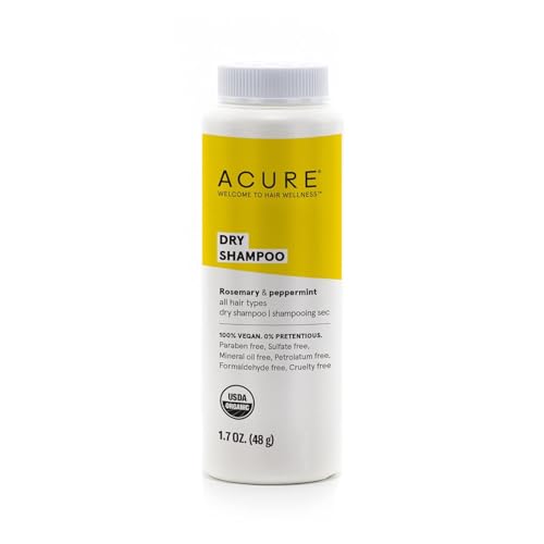 Acure Dry Shampoo for All Hair Types 1.7 Oz 100% Vegan Organic Rosemary Peppermint