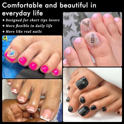 AddFavor 600pcs Soft Gel Toe Nail Tips Clear Square Acrylic Fake Nails 12 Sizes - Image 7