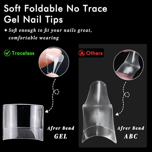 AddFavor 600pcs Soft Gel Toe Nail Tips Clear Square Acrylic Fake Nails 12 Sizes - Image 4