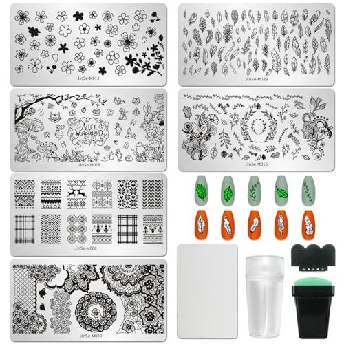 AddFavor Nail Stamper Kit with 6 Nail Stamping Plates and Scraper for Women