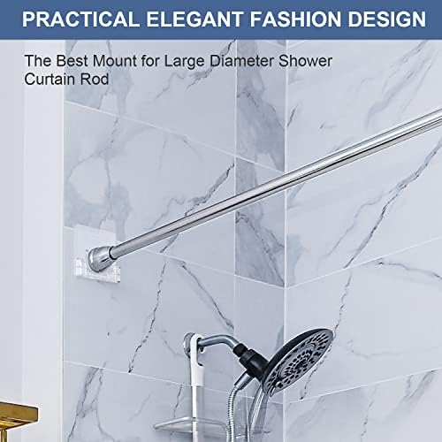 Adhesive Shower Curtain Rod Holder – Kitosun Wall Mount Bathroom Tension Pole Retainer Brackets with Sticky Tape for Quick Stick on and Stainless Steel Screws for Drilling Installation (Transparent) - Image 6