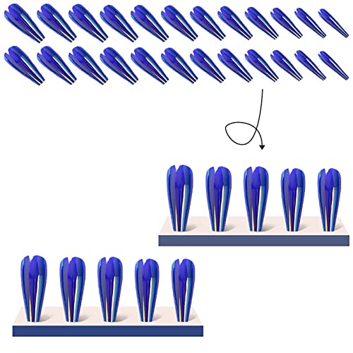 Aeeo Blue Press on Nails Long Coffin Fake Nails Glossy Ballerina False Nails with Glue Acrylic Nails Stick on Nails Artificial Nails for Women - Image 5
