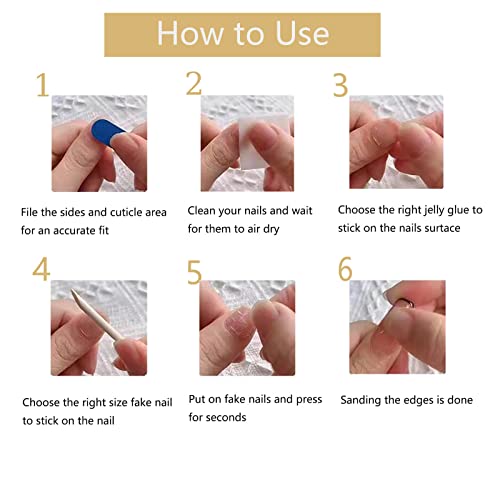 Aeeo Blue Press on Nails Long Coffin Fake Nails Glossy Ballerina False Nails with Glue Acrylic Nails Stick on Nails Artificial Nails for Women - Image 6