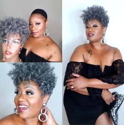 Afro Curly Wig Short Curly Human Hair Wigs,Afro Curly Wigs Short Kinky Curly Wigs for Women Fluffy Short Hair for Daily Use (Color : B) - Image 3