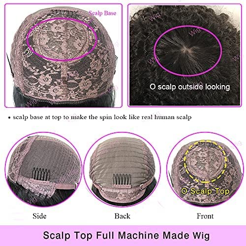 Afro Kinky Curly Wig With Bangs 200 Density Full Machine Made Human Hair Wig Scalp Top Wig Brazilian Short Curly Wigs For Black Women Natural Color 16 Inch - Image 7