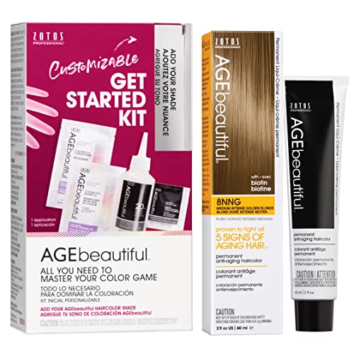 AGE beautiful Permanent Hair Color Dye Liqui Creme | 100% Gray Coverage | Anti-Aging Haircolor | Biotin for Thicker, Fuller Hair | Professional Salon Coloring