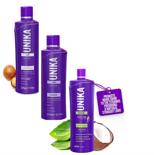 AGILISE - Brazilian Keratin Blowout Hair Treatment Set - Straightening, Anti-frizz and Repair Care for Women - Super Smooth - Hair Straightening, Anti Residue Shampoo and Pos Chemical Mask - 3- pack