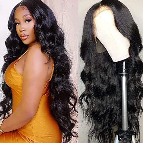 Aicrelery 28 Inch 13x6 Body Wave Human Hair Lace Front Wig for Women Natural Color - Image 2