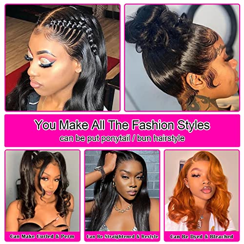 Aicrelery 28 Inch 13x6 Body Wave Human Hair Lace Front Wig for Women Natural Color - Image 5