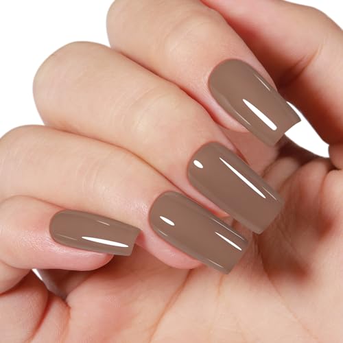 AILLSA Caramel Brown Gel Nail Polish Coffee Dark Nude Gel Polish Fall Winter Color Gel Nail Polish Natural Sepia Long Lasting Soak Off U V Gel Nail Salon DIY Holiday Gifts for Women 0.51 Fl Oz/GF06 - Image 2