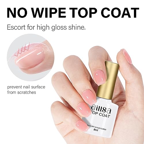 AILLSA Extra Short Coffin Gel Nail Kit 240pcs Full Nail Tips with 2 In 1 Nail Glue Base Top Coat Nail Dehyrator U v Led Lamp, Gel Extension Nail Kit for Beginners Home Salon - Image 7