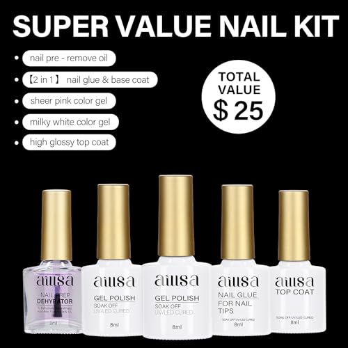 AILLSA Extra Short Coffin Gel Nail Kit 240pcs Full Nail Tips with 2 In 1 Nail Glue Base Top Coat Nail Dehyrator U v Led Lamp, Gel Extension Nail Kit for Beginners Home Salon - Image 3