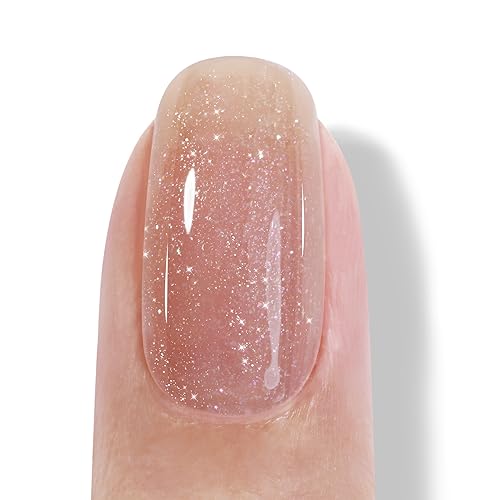 AILLSA Nude Shimmer Gel Polish Caramel Iridescent Jelly Gel Polish Neutral Color Holographic Glitter Translucent Nail Polish Sheer Natural Sparkle Soak Off U V Gel for Fall Nail Art 0.51 Fl Oz /GB113 - Image 6