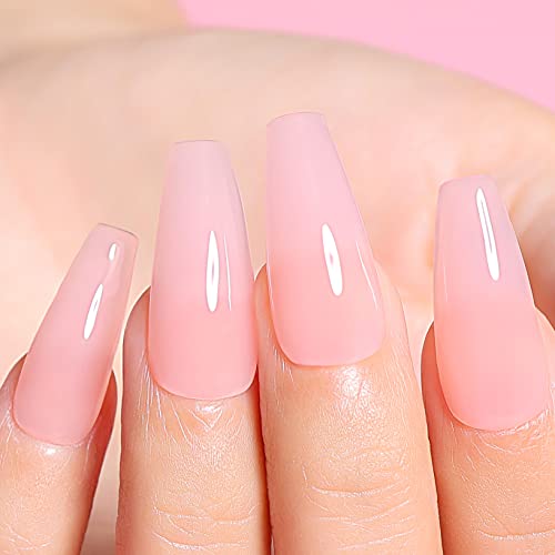 AIMEILI 5 in 1 Builder Base Gel for Nails, Nude Translucent Builder Nail Gel Strengthener Gel Soak Off Clear Gel Polish Hard Gel 10ML-148 - Image 6